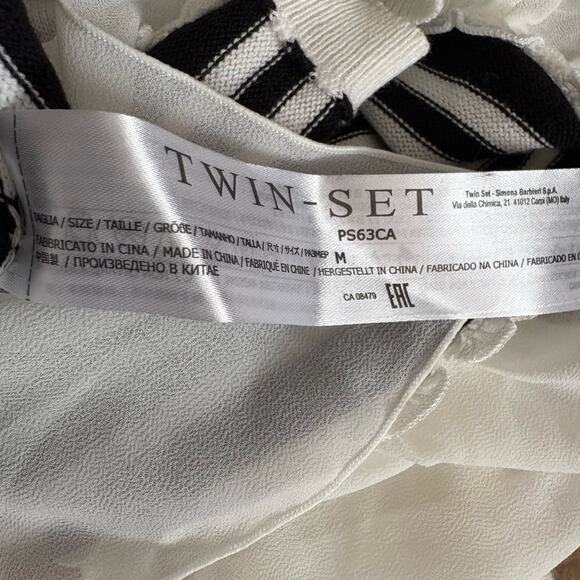 Twinset Simona Barbieri Striped Button Sweater Ruffle Hem Medium - Picture 9 of 10